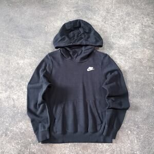 Vintage Nike Cowl Neck Hoodie Sweatshirt Womens S Black Swoosh Logo Y2K